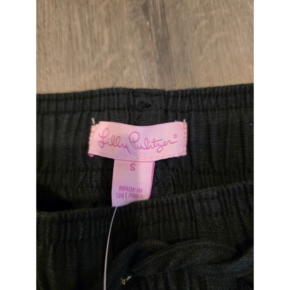 NWT Lilly Pulitzer Size Small Aden 100% Linen Black Onyx Pants Preppy Resortwear - Picture 6 of 8
